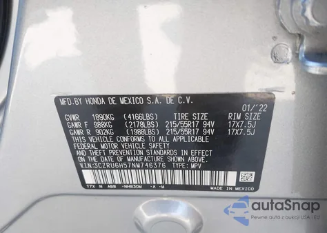 2022 Honda Hr-V Awd Ex from USA, damaged, VIN 3CZRU6H57NM746376